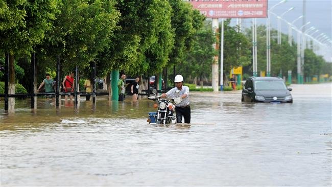 Flooded China street after tropical storm