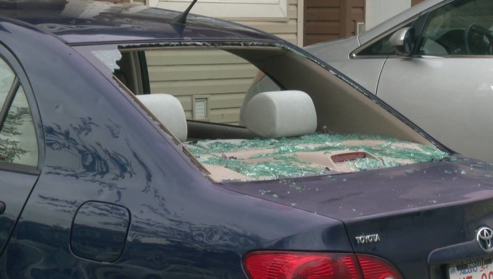Calgary and area pummelled again, this time by a powerful hail storm that has left widespread damage over the weekend. East of the city - especially hard hit. the northeast communities like Taradale, Falconridge and Coral Springs. In rural areas,crops wer