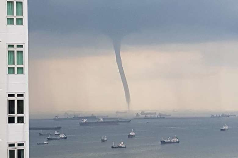 A large water spout was spotted off East Coast on Saturday.