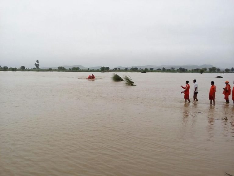 Flood rescues in Sawai Madhopur District, Rajasthan, India. 