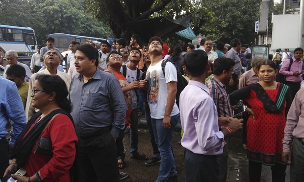Tremors from the earthquake were also reported in Kolkata, India, where people fled office buildings. 