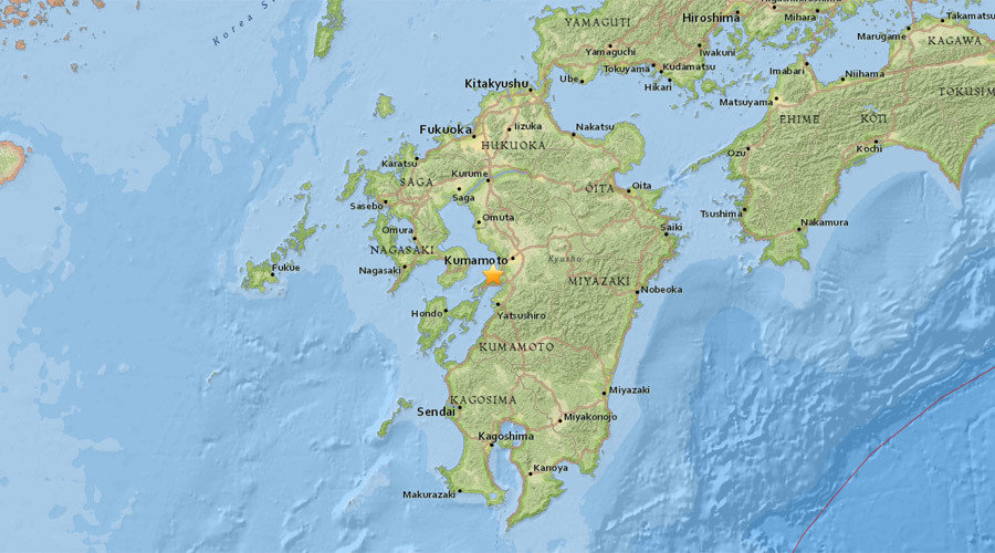 Map of Kumamoto perefecture earthquake
