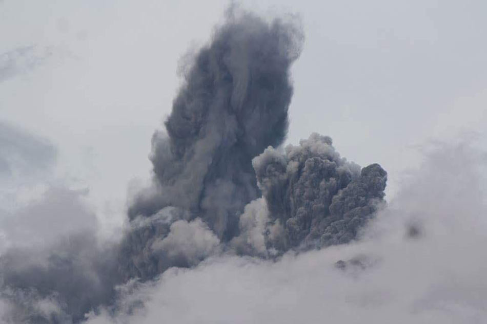 Mount Bulusan in Sorsogon spews a 1.5-kilometer high ash column in a steam-driven or phreatic explosion