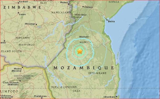 Mozambique earthquake map