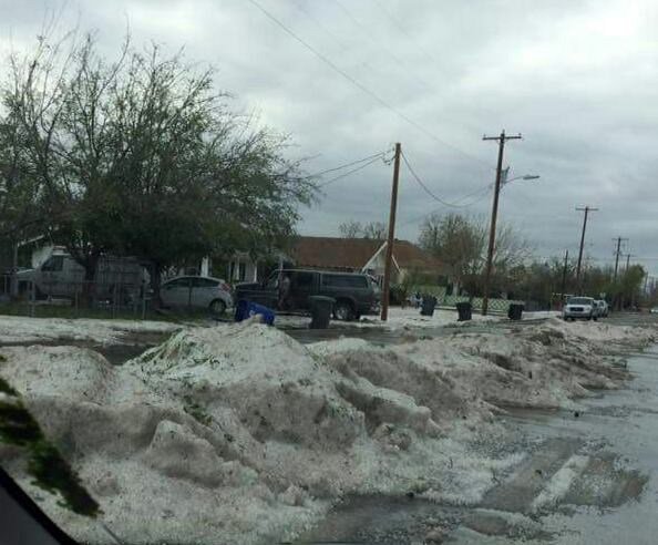 Mounds of hail