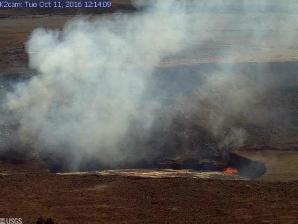 An image from the rim of Halema‘uma‘u Crater on Tuesday.