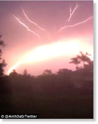 The first flashes of lightning were spotted at around 3pm on the outskirts of Brisbane and continued until at least 6pm