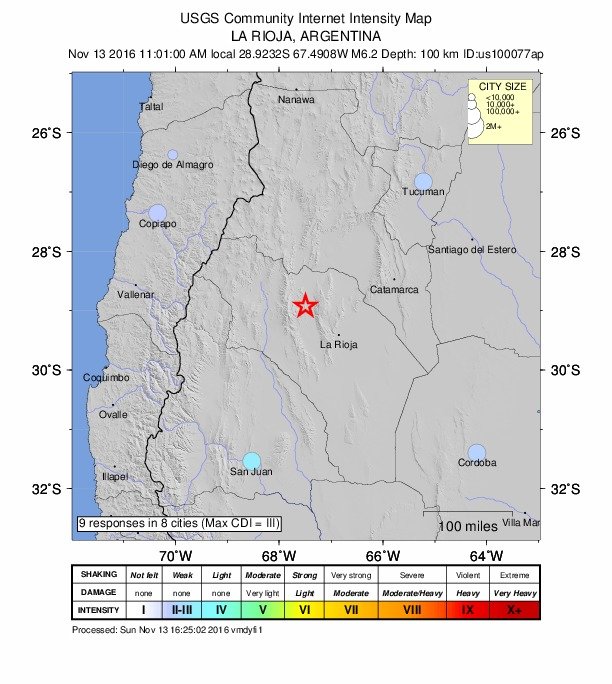 Magnitude 5.7 earthquake La rioja, Argentina