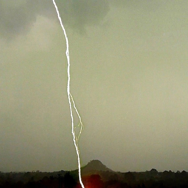 Close lightning strike with slow motion