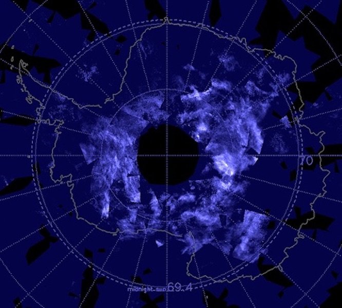 Noctilucent clouds over Antarctica