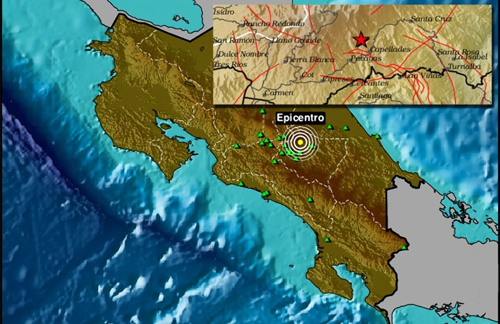 The University of Costa Rica’s National Seismological Network reported the epicenter in Capellades, in northern Cartago province.