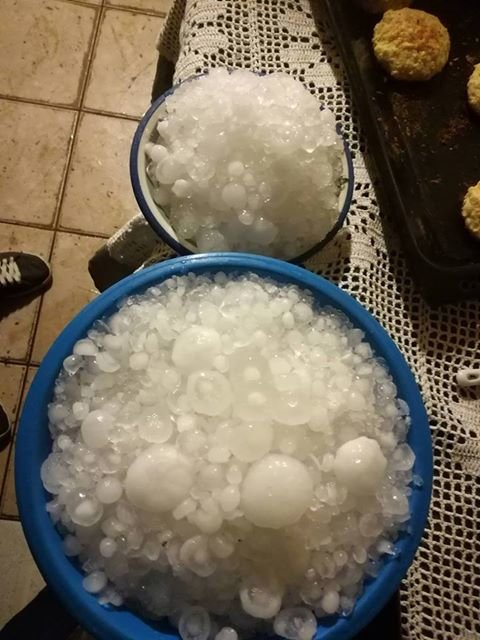 While hailstone sizes varied, some were as large as tennis balls.