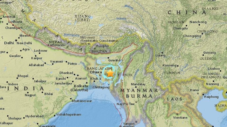 India-Bangladesh earthquake map
