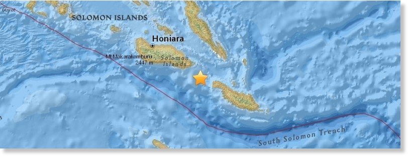 Strong shallow 6.4 magnitude earthquake recorded near Solomon Islands