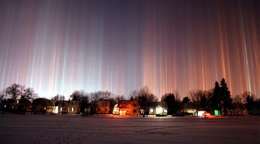 light pillar phenomenon in Russia