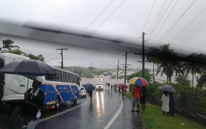  The main Queens Road in Fiji's west flooded near Nadi 