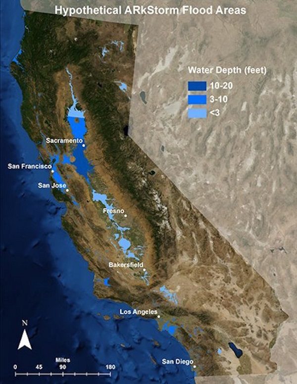 Walls of Water 10ft High in a MonthLong Mega Hurricane California