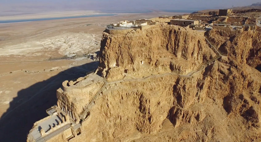 Masada as seen from a drone.