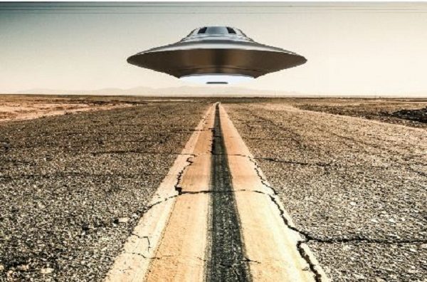 ufo over road