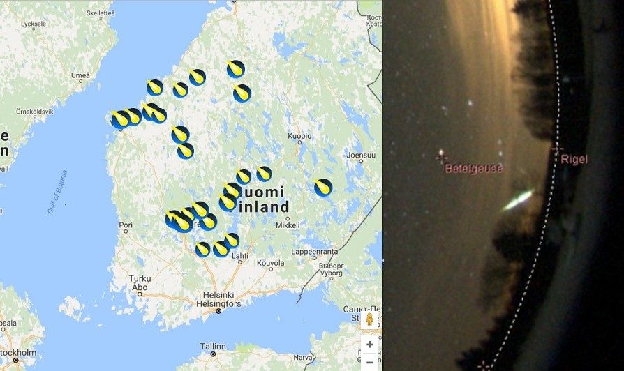 Click to enlarge Uppsala fireball as seen from Finland