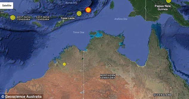 Banda Sea earthquake map