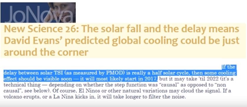 Global cooling prediction