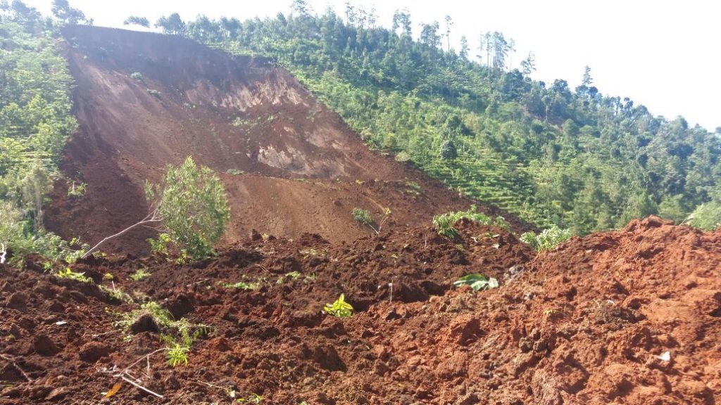 Landslide in Banaran Village, Pulung District, Ponorogo Regency, East Java, Indonesia, April 2017. 