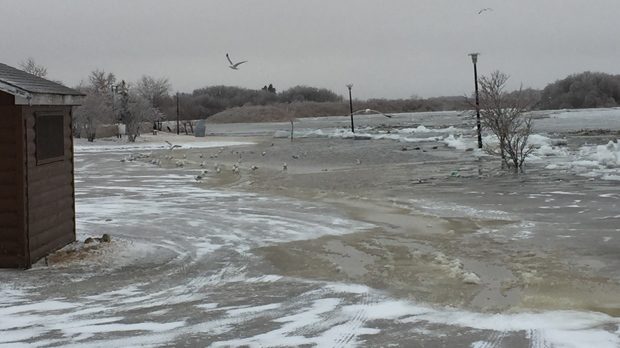 An ice jam caused flooding on the Saskatchewan River in The Pas in the R.M. of Kelsey. 