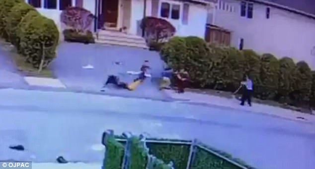 A disturbing video shows the shocking moment a pit bull attacked an unassuming toddler in New York on Thursday. 