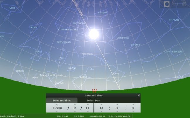Sun and star positions