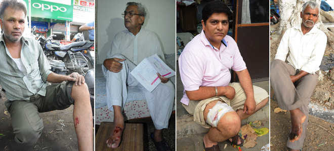 Victims (from left) Mohammad Irshad, VM Chopra, Sukhdev Kumar and Virender Gupta at Sector 15.