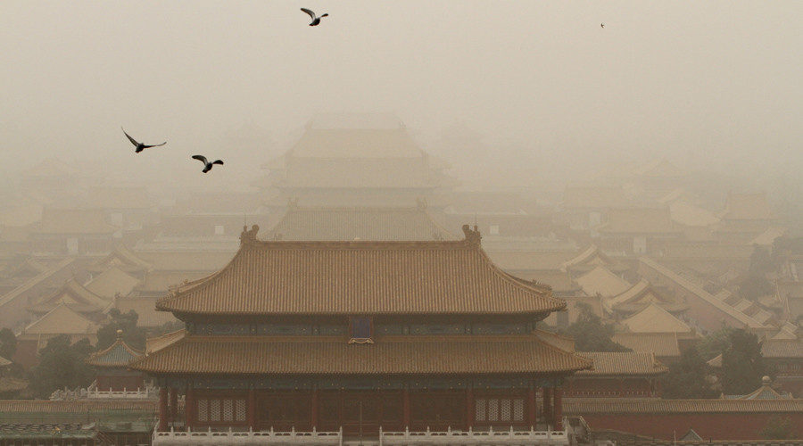 The Forbidden City is seen during a dust storm in Beijing