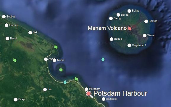 manam island volcano map