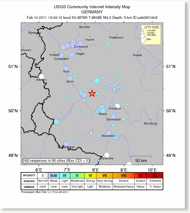 Germany Earthquake Magnitude 4.2 West of Frankfurt Earth Changes