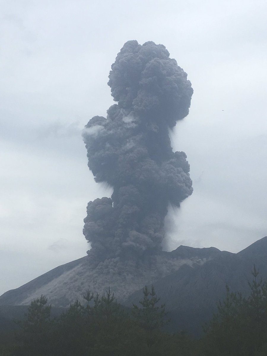 Sakurajima volcano erupting