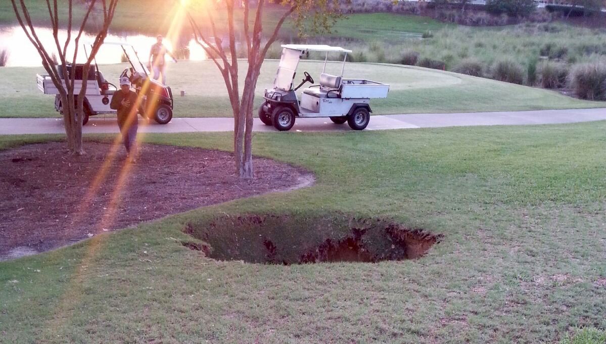 A large sinkhole was discovered at Glenview Championship Golf Course.