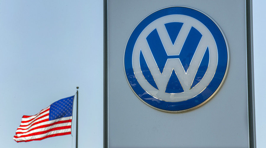 Volkswagen sign with US flag