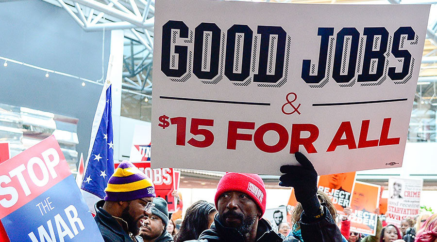 Protesters demanding $15 minimum wage in St. Louis, Missouri