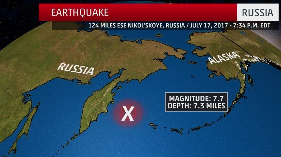 Shallow 7.7 magnitude earthquake hits off Russia's Kamchatka Peninsula
