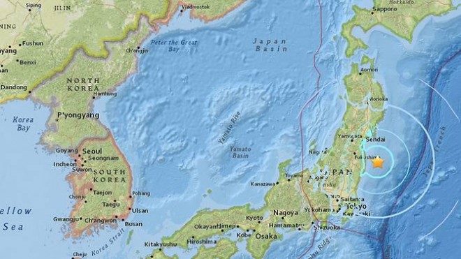 An earthquake with an initial magnitude of 5.8 hit northeast of Tokyo on Japan's main island of Honshu on July 20, 2017.