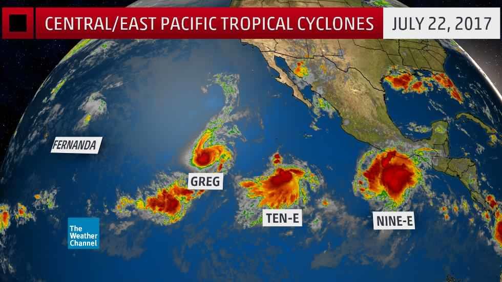 four simultaneous tropical cyclones in Pacific Ocean
