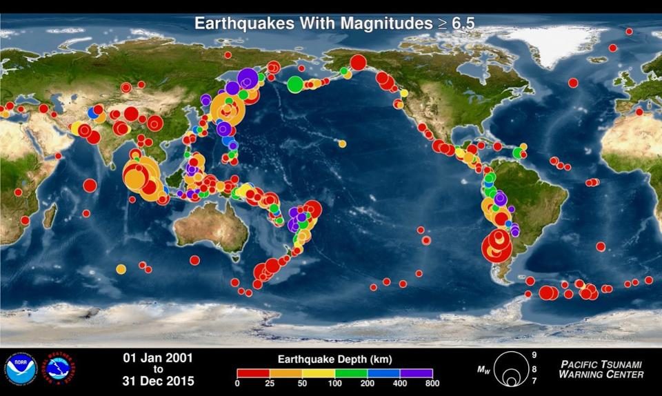 earthquakes > 6.5 2001-2015