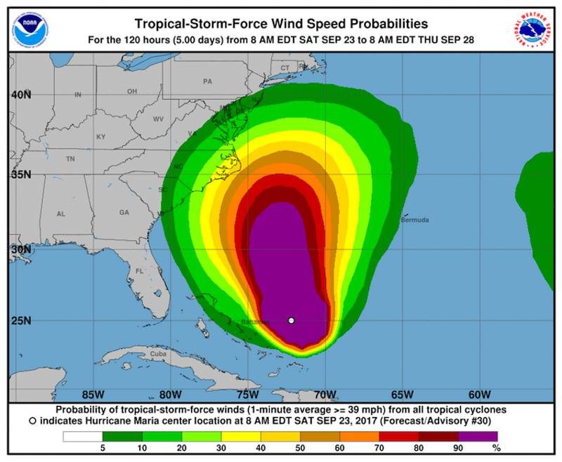 Click to enlarge Sorm winnd forecast maria