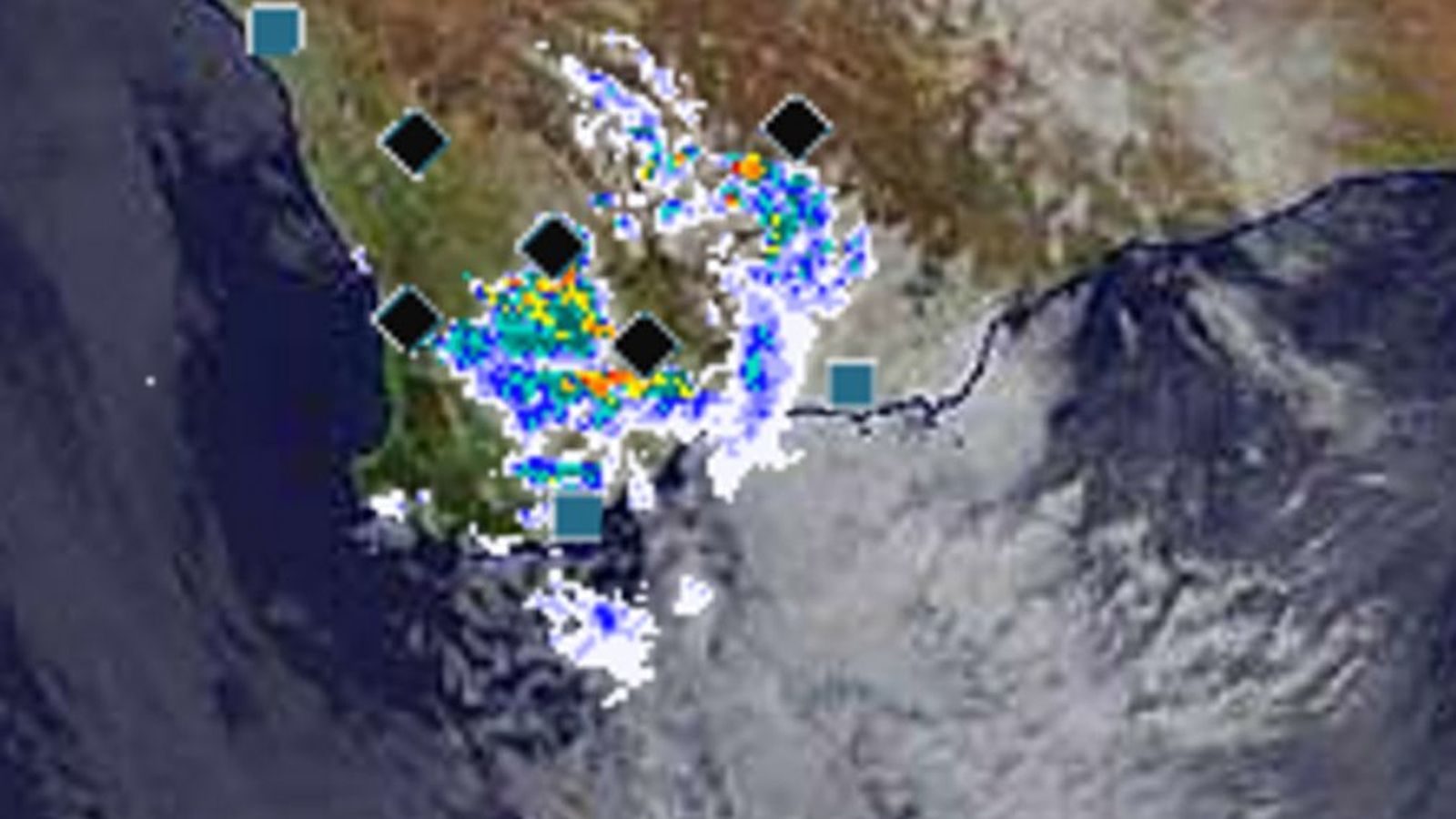 The Bureau of Meteorology radar shows rain over Western Australia.