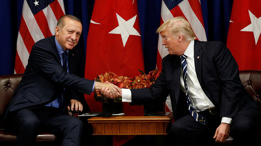 US President Donald Trump meets with President Recep Tayyip Erdogan of Turkey