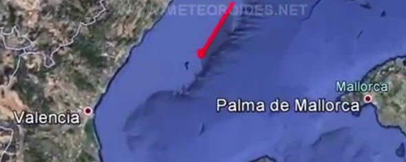 The fireball was tracked flying over the coast of Valencia