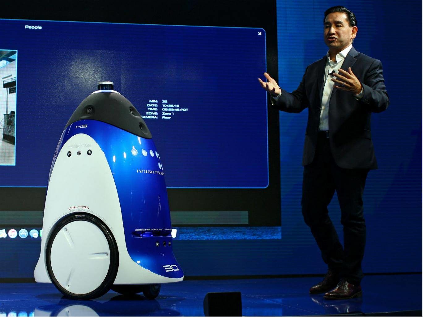 Click to enlarge Knightscope Inc. CEO William Santana security robot