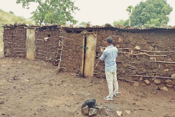 The houses where a woman and her two children died after she they struck by lightning in Tharaka Nithi County on Friday.