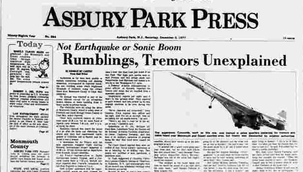 Unexplained booms in NJ 1977