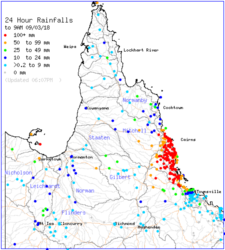 Click to enlarge Rainfall north Queensland 09 March 2018.